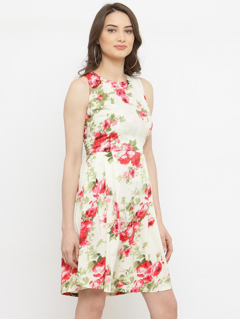 round neck floral flared dress - 15093422 - Zoom Image - 2