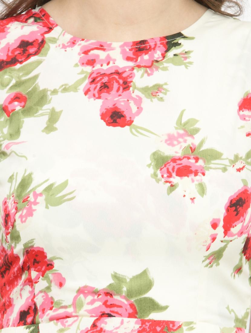 round neck floral flared dress - 15093422 - Zoom Image - 5