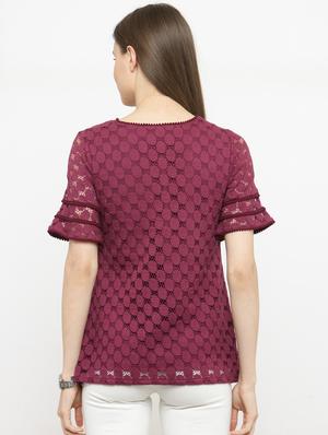 v-neck laced top - 15093439 - Standard Image - 3