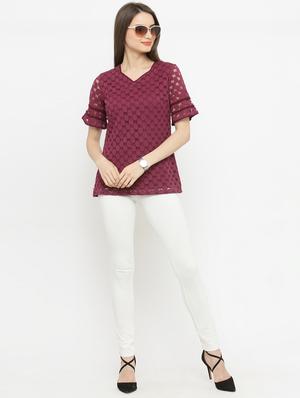 v-neck laced top - 15093439 - Standard Image - 4