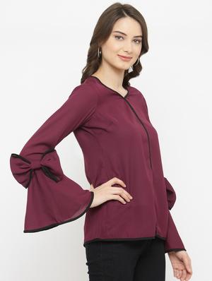 bow detail contrast bind top - 15093453 - Standard Image - 2
