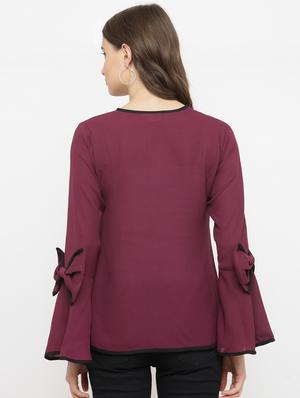 bow detail contrast bind top - 15093453 - Standard Image - 3