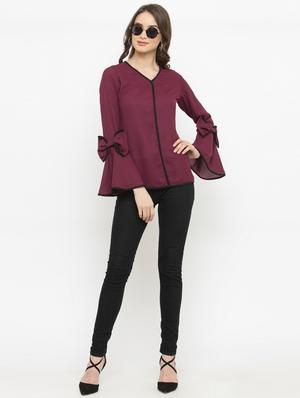 bow detail contrast bind top - 15093453 - Standard Image - 4