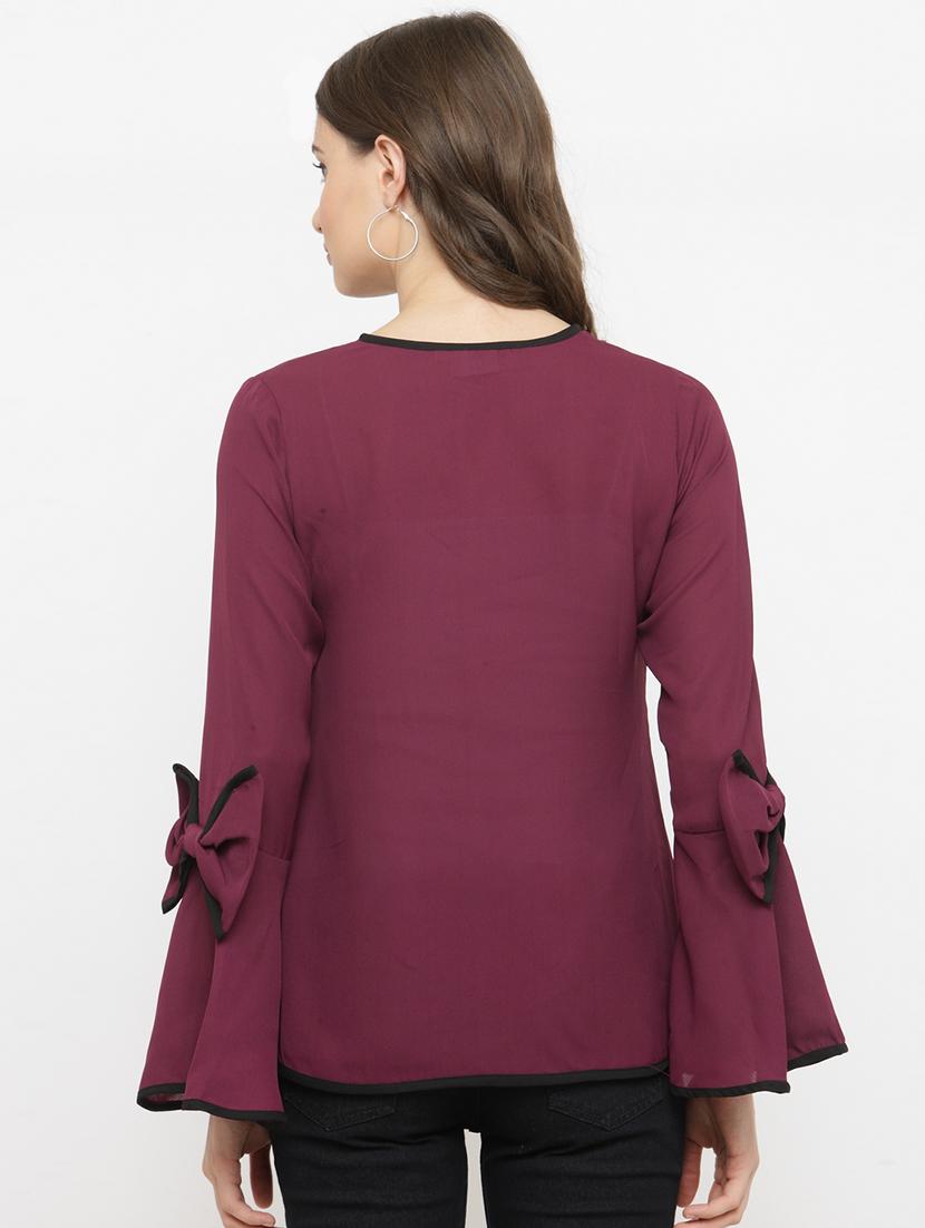 bow detail contrast bind top - 15093453 - Zoom Image - 3