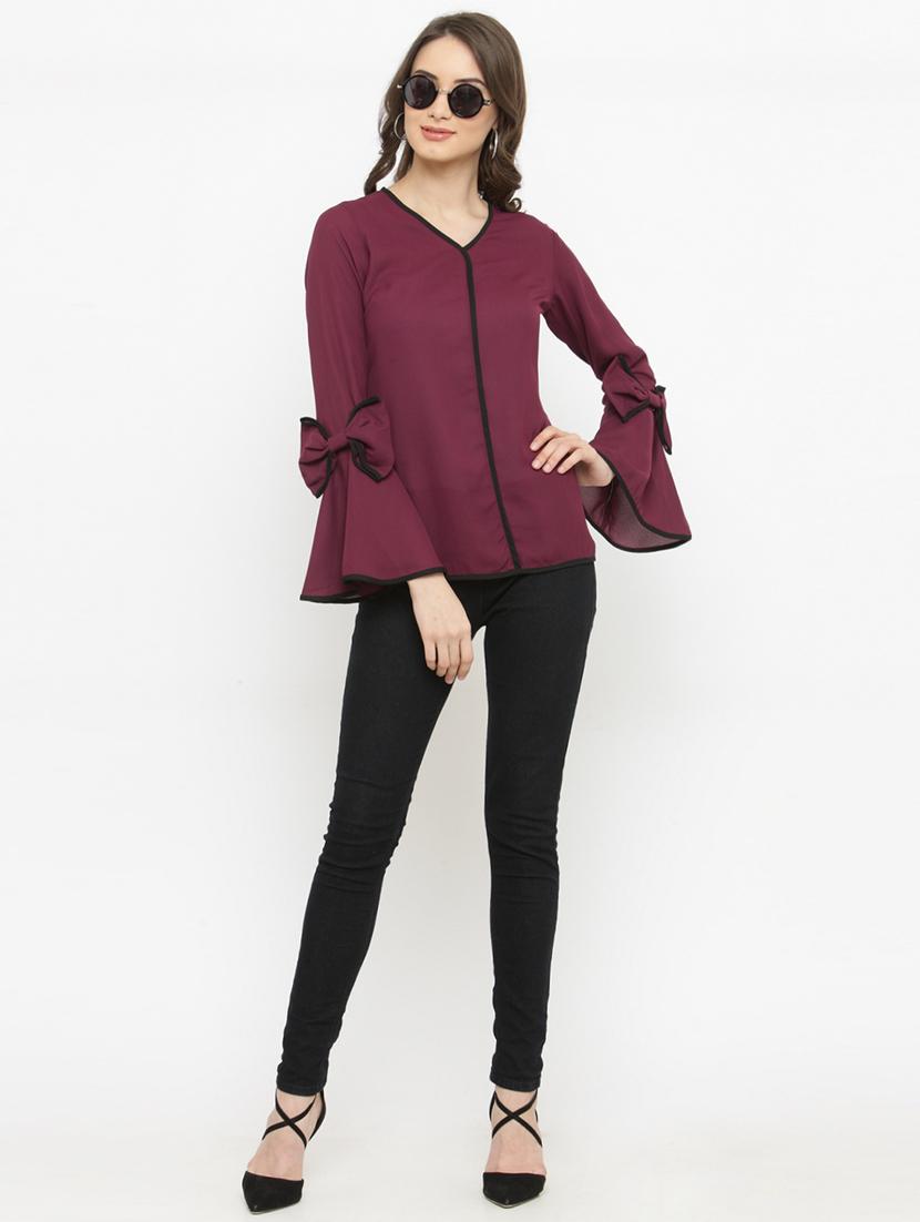 bow detail contrast bind top - 15093453 - Zoom Image - 4