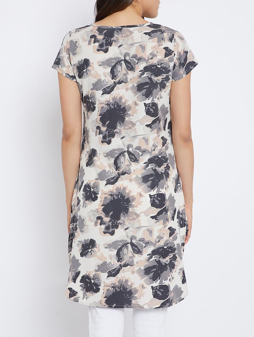 grey crepe printed high-low tunic - 15093950 - Zoom Image - 3