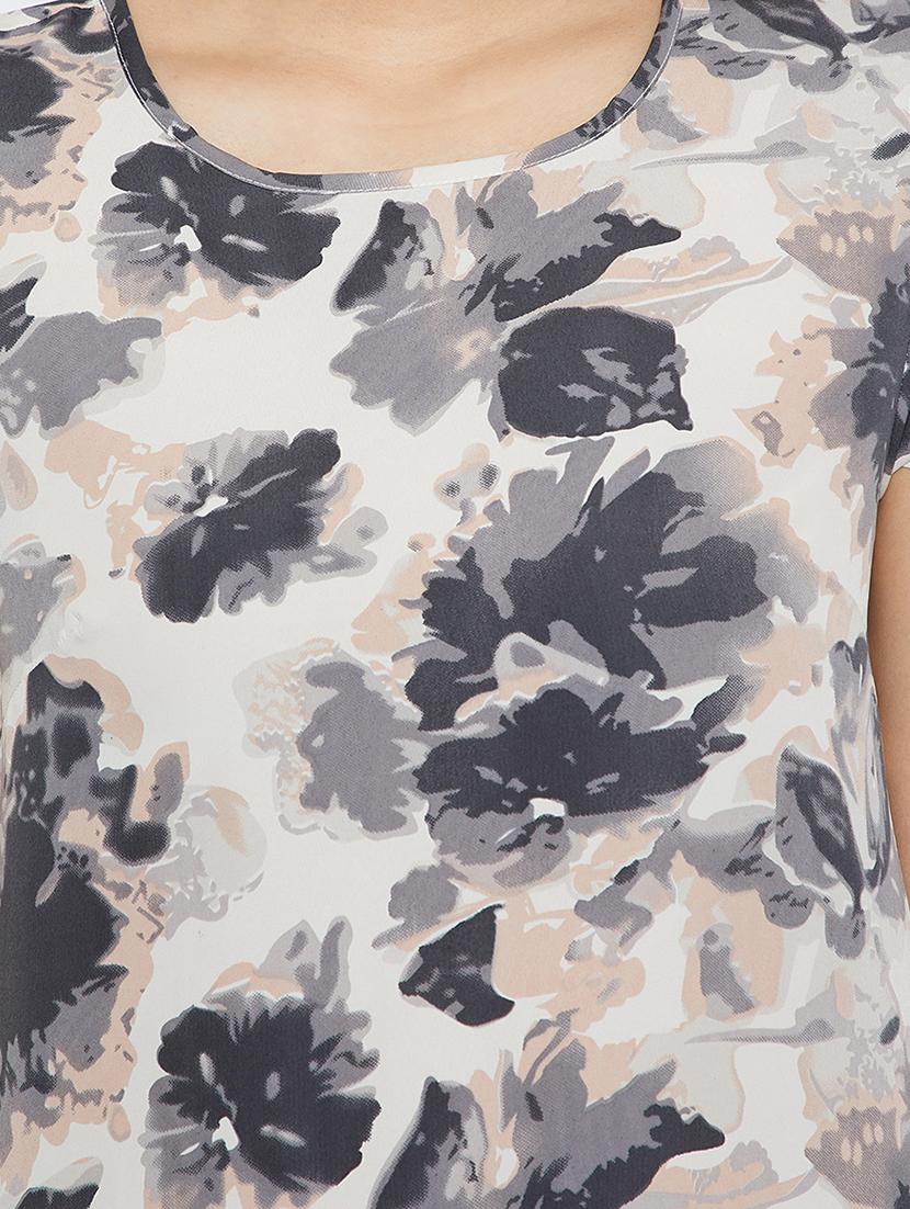 grey crepe printed high-low tunic - 15093950 - Zoom Image - 4