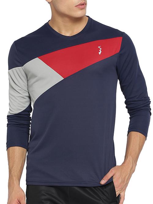 navy blue color block t-shirt - 15094944 - Standard Image - 1