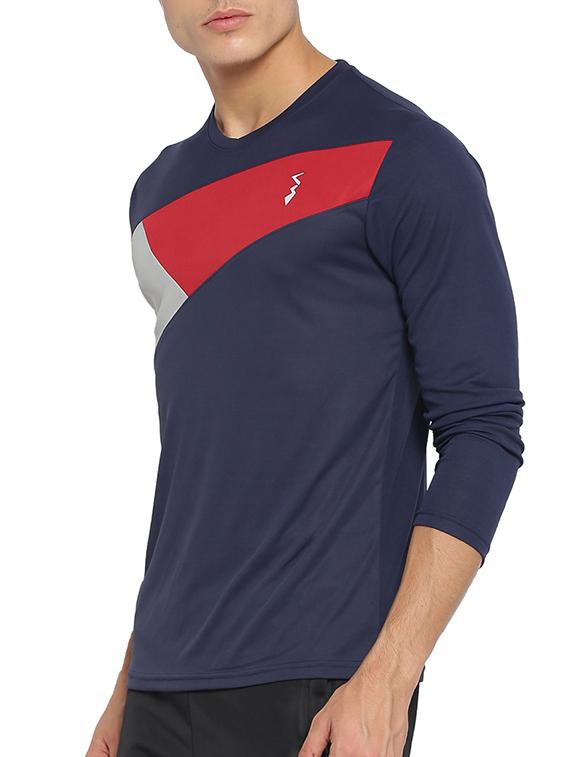 navy blue color block t-shirt - 15094944 - Zoom Image - 2