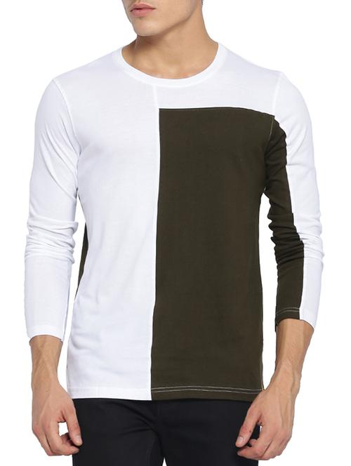 white color block cut & sew t-shirt - 15095467 - Standard Image - 1