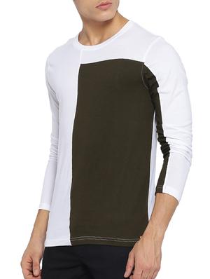 white color block cut & sew t-shirt - 15095467 - Standard Image - 2