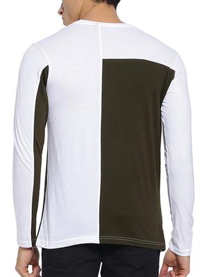 white color block cut & sew t-shirt - 15095467 - Standard Image - 3