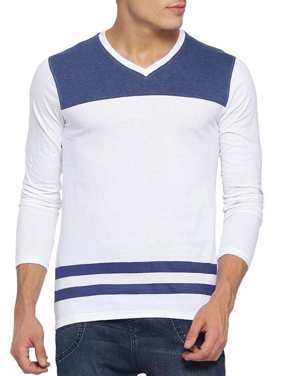 white cotton colour block t-shirt - 15095472 - Zoom Image - 1