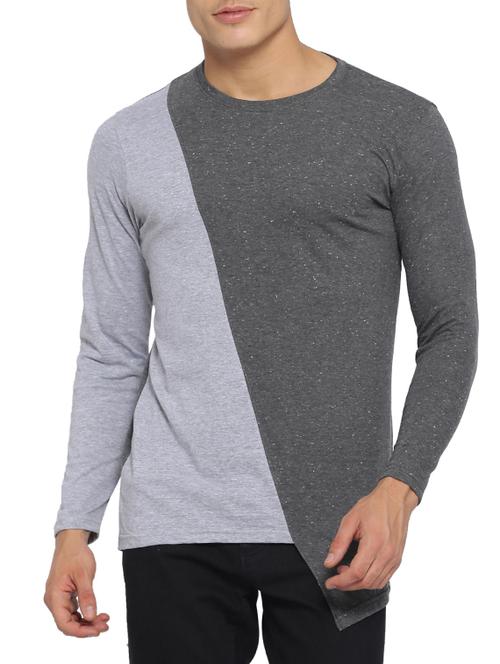 grey cotton asymmetric t-shirt - 15095475 - Standard Image - 1