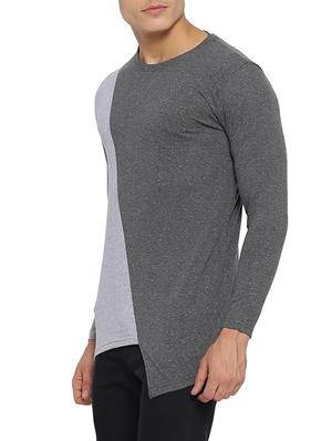 grey cotton asymmetric t-shirt - 15095475 - Standard Image - 2