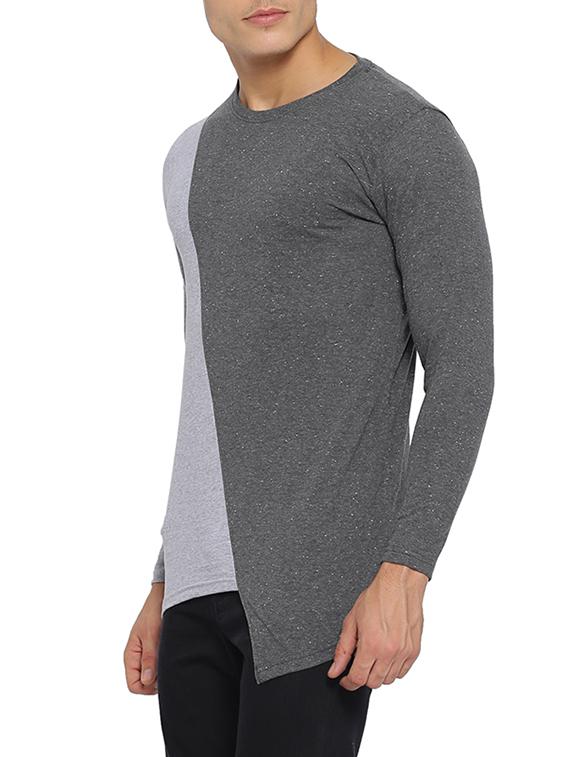 grey cotton asymmetric t-shirt - 15095475 - Zoom Image - 2