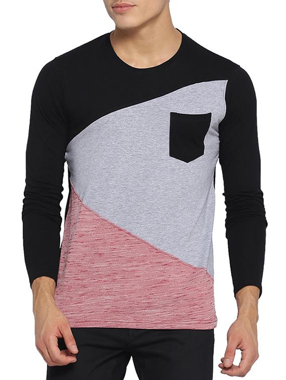 multi colored cotton color block tshirt - 15095490 - Zoom Image - 1