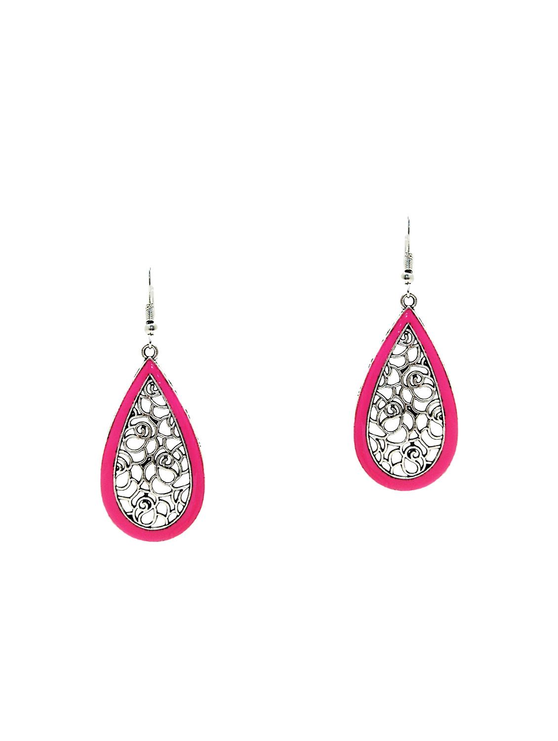 pink metal drop earring - 15095742 - Zoom Image - 1