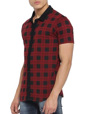 red cotton casual shirt - 15096082 - Standard Image - 2