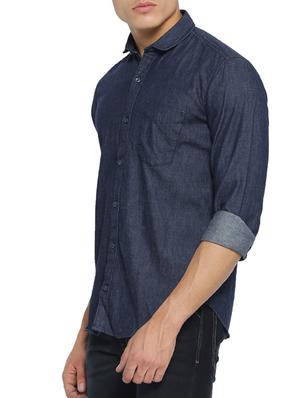 blue denim casual shirt - 15096088 - Standard Image - 2
