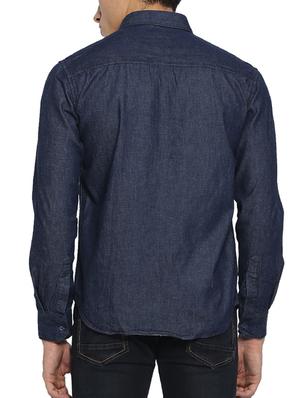 blue denim casual shirt - 15096088 - Standard Image - 3