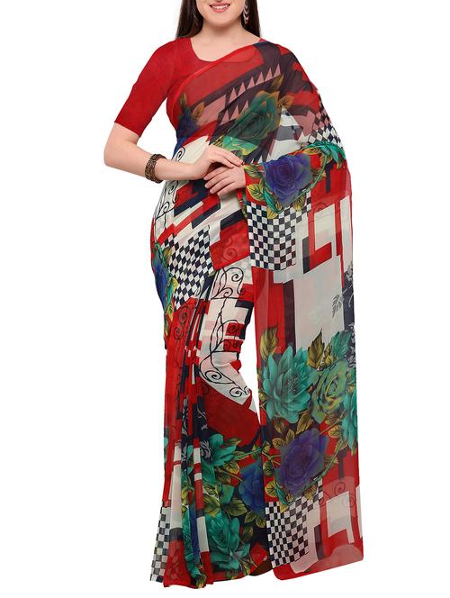 multicolor georgette printed saree with blouse - 15096928 - Standard Image - 1