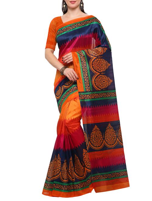 orange art silk bhagalpuri saree with blouse - 15097200 - Standard Image - 1