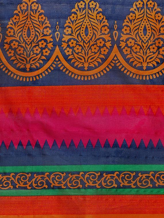 orange art silk bhagalpuri saree with blouse - 15097200 - Zoom Image - 4