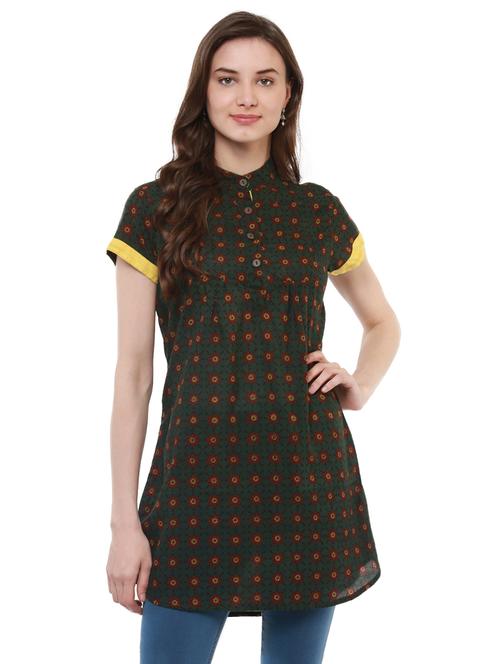 green cotton printed tunic - 15098106 - Standard Image - 1