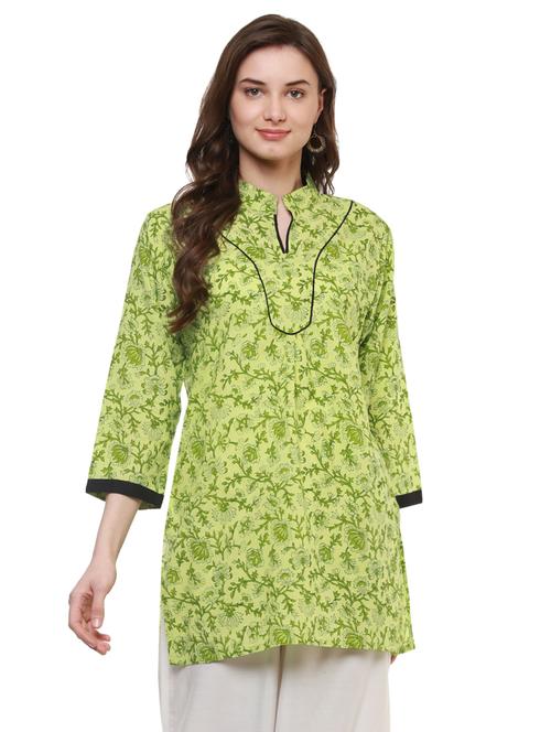 green cotton aline kurti - 15098124 - Standard Image - 1