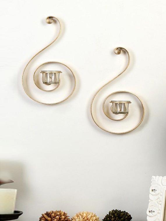 set of 2 metallic gold wall sconce with red and clear glasses - 15100051 - Zoom Image - 2
