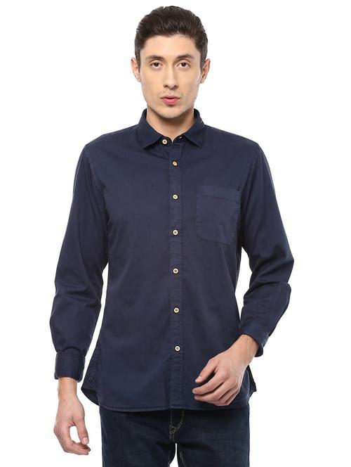 navy blue cotton casual shirt - 15100199 - Standard Image - 1
