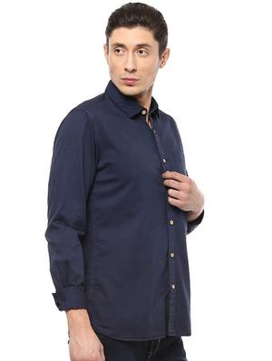 navy blue cotton casual shirt - 15100199 - Standard Image - 2