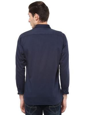 navy blue cotton casual shirt - 15100199 - Standard Image - 3