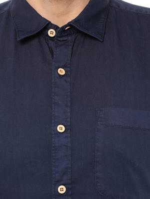 navy blue cotton casual shirt - 15100199 - Standard Image - 4