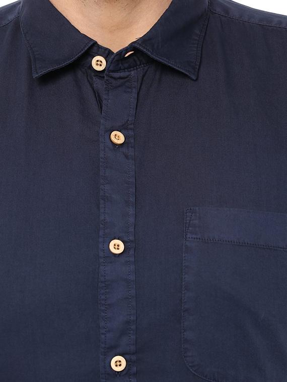 navy blue cotton casual shirt - 15100199 - Zoom Image - 4