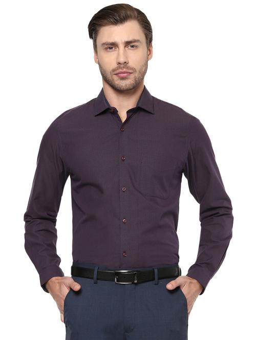 maroon printed formal shirt - 15100551 - Standard Image - 1