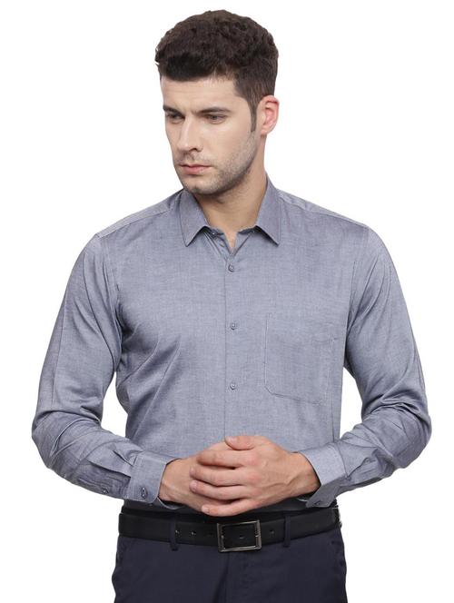 grey cotton formal shirt - 15100591 - Standard Image - 1