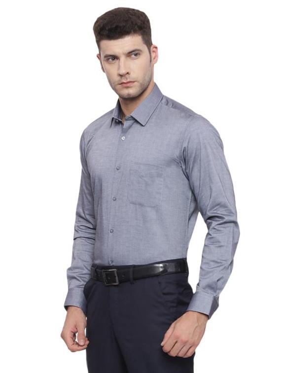 grey cotton formal shirt - 15100591 - Zoom Image - 2