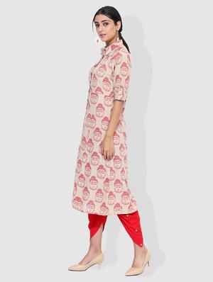red cotton a-line kurta - 15101234 - Standard Image - 2