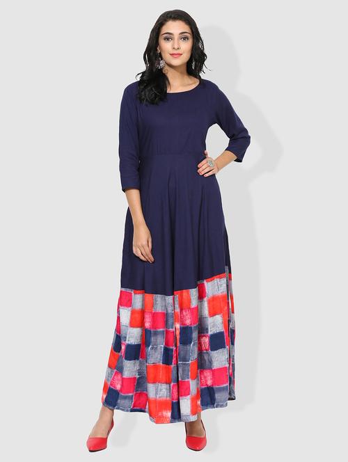 Abstract flared kurta - 15101239 - Standard Image - 1