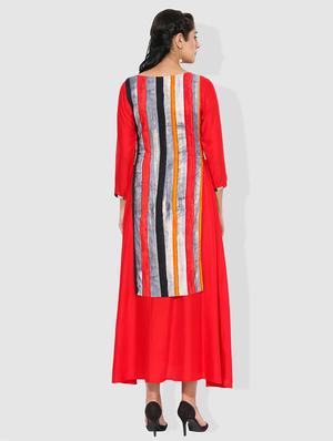 stripes layered kurta with tassels - 15101240 - Standard Image - 3