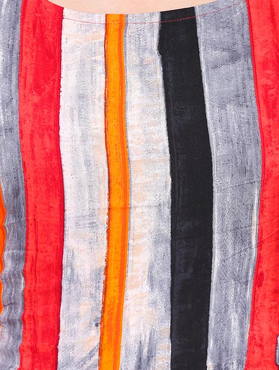 stripes layered kurta with tassels - 15101240 - Zoom Image - 4