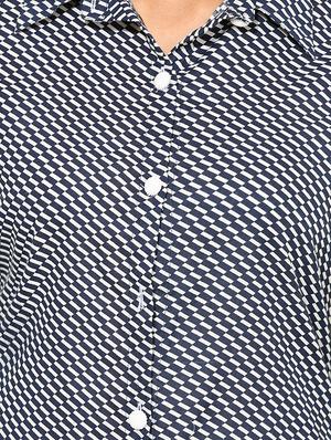 blue cotton fusion check kurta - 15101260 - Standard Image - 5
