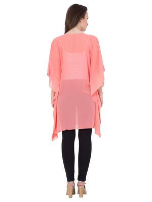pink solid georgette kaftan - 15101375 - Standard Image - 3