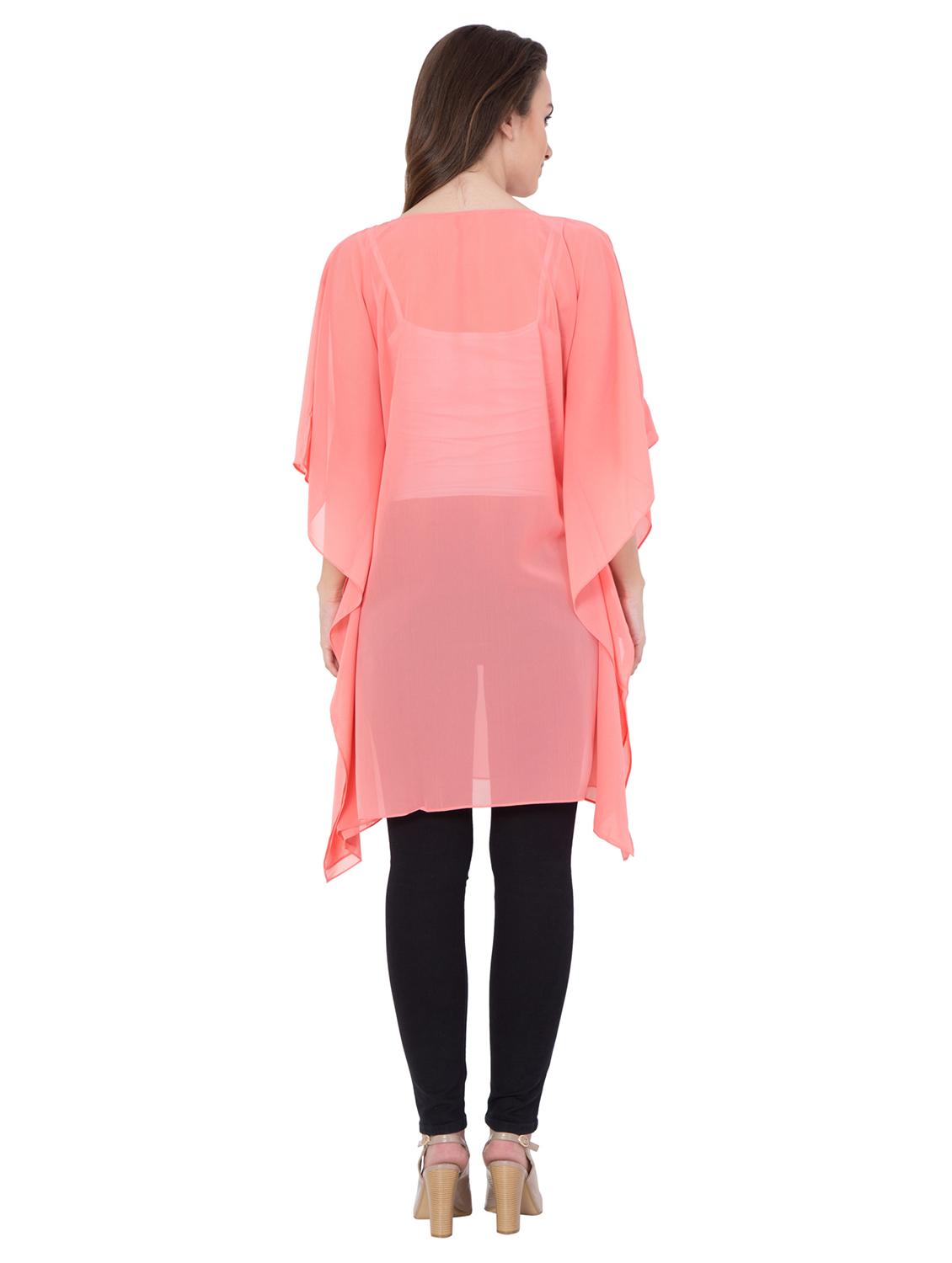 pink solid georgette kaftan - 15101375 - Zoom Image - 3