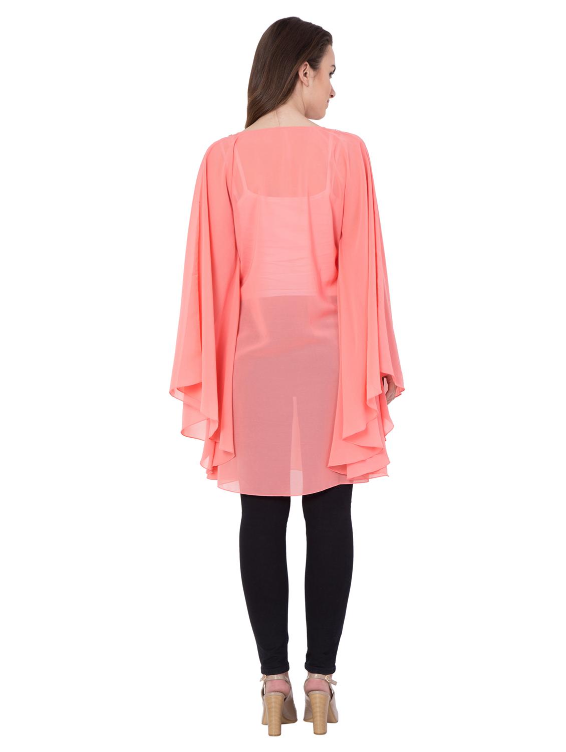 pink solid georgette kaftan - 15101379 - Zoom Image - 3