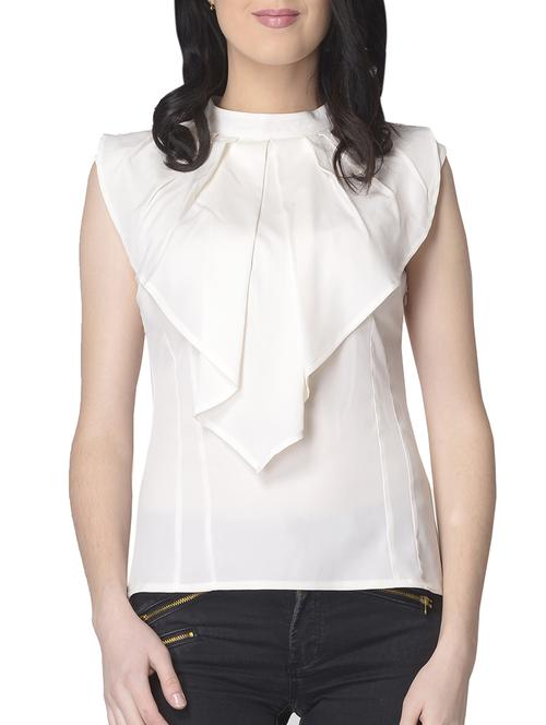 solid white crepe layered top - 15101705 - Standard Image - 1