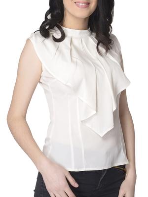 solid white crepe layered top - 15101705 - Standard Image - 2