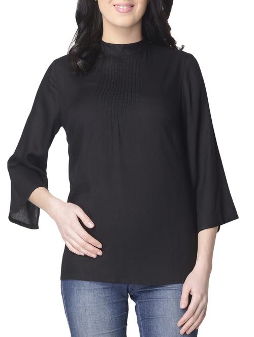 black solid rayon top - 15101707 - Standard Image - 1